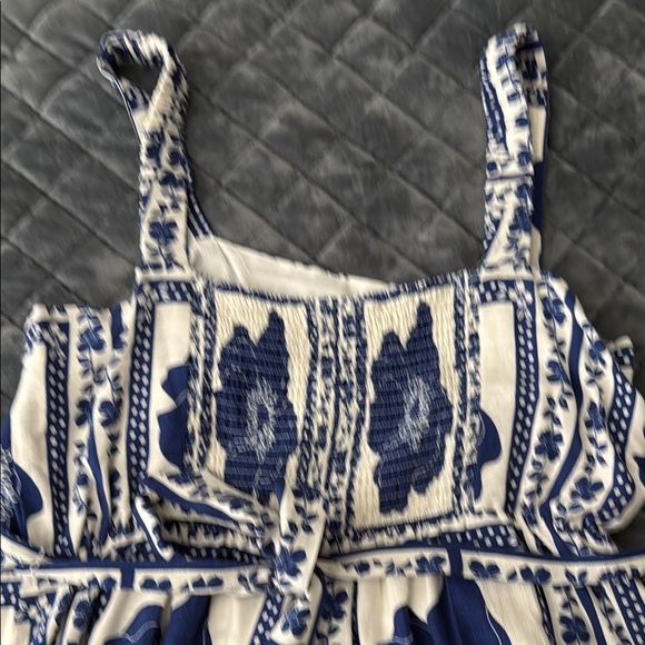 Draper James RSVP Navy and Cream midi dress floral embroidered look smocked XL - Picture 7 of 9